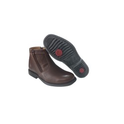 BOTINA CAMPERO MASCULINA COM ZÍPER CONFORT EM COURO LEGÍTIMO SOLADO GEL  COR PINHÃO REF 149