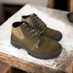 COTURNO ECOSAFETY DE SEGURANÇA UNISSEX EM COURO COM C.A REF PS-139/AP-015 COR VERDE AZEITONA