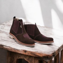 BOTINA F1000 FEMININA NOBUCK CAFÉ/ROSA REF 1013