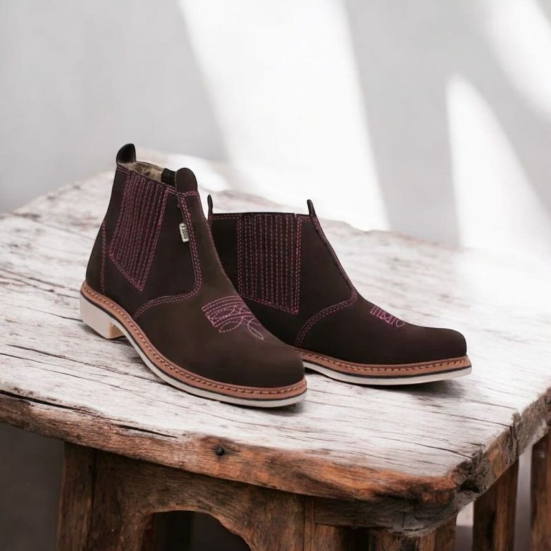 BOTINA F1000 FEMININA NOBUCK CAFÉ/ROSA REF 1013 BOTINA F1000 FEMININA NOBUCK CAFÉ/ROSA REF 1013