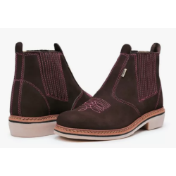BOTINA F1000 FEMININA NOBUCK CAFÉ/ROSA REF 1013