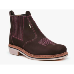 BOTINA F1000 FEMININA NOBUCK CAFÉ/ROSA REF 1013