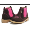 BOTINA F1000 MENINA C/ ELÁSTICO NOBUK CAFÉ/ROSA REF 1004
