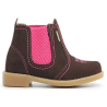 BOTINA F1000 MENINA C/ ELÁSTICO NOBUK CAFÉ/ROSA REF 1004