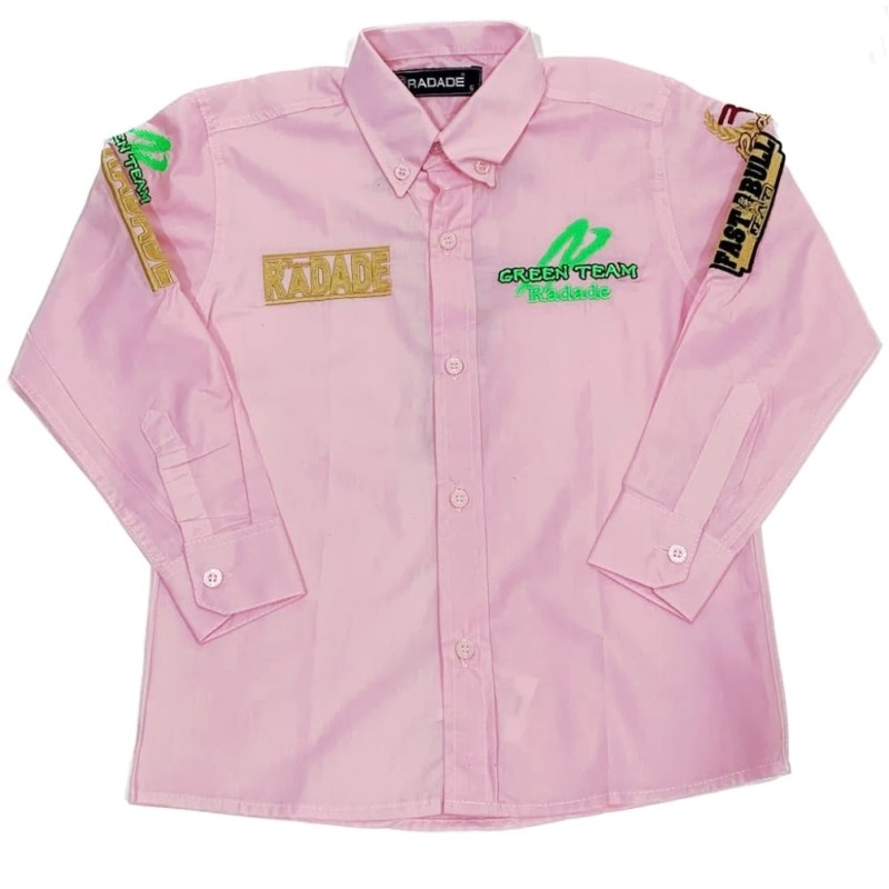CAMISA RADADE M/L BORDADA INFANTIL MENINA ROSA 2 REF GREEN