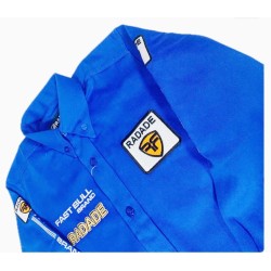 CAMISA RADADE M/L BORDADA INFANTIL MENINO AZUL REF BRANDS
