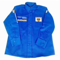 CAMISA RADADE M/L BORDADA INFANTIL MENINO AZUL REF BRANDS