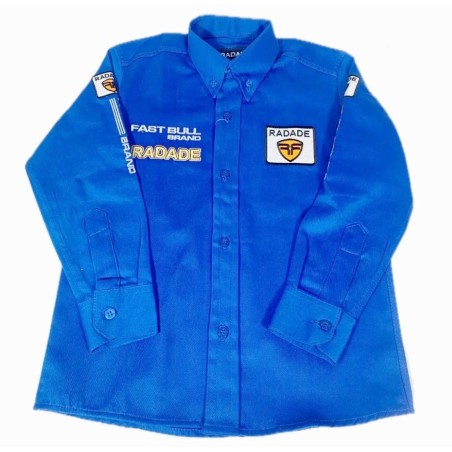 CAMISA RADADE M/L BORDADA INFANTIL MENINO AZUL REF BRANDS