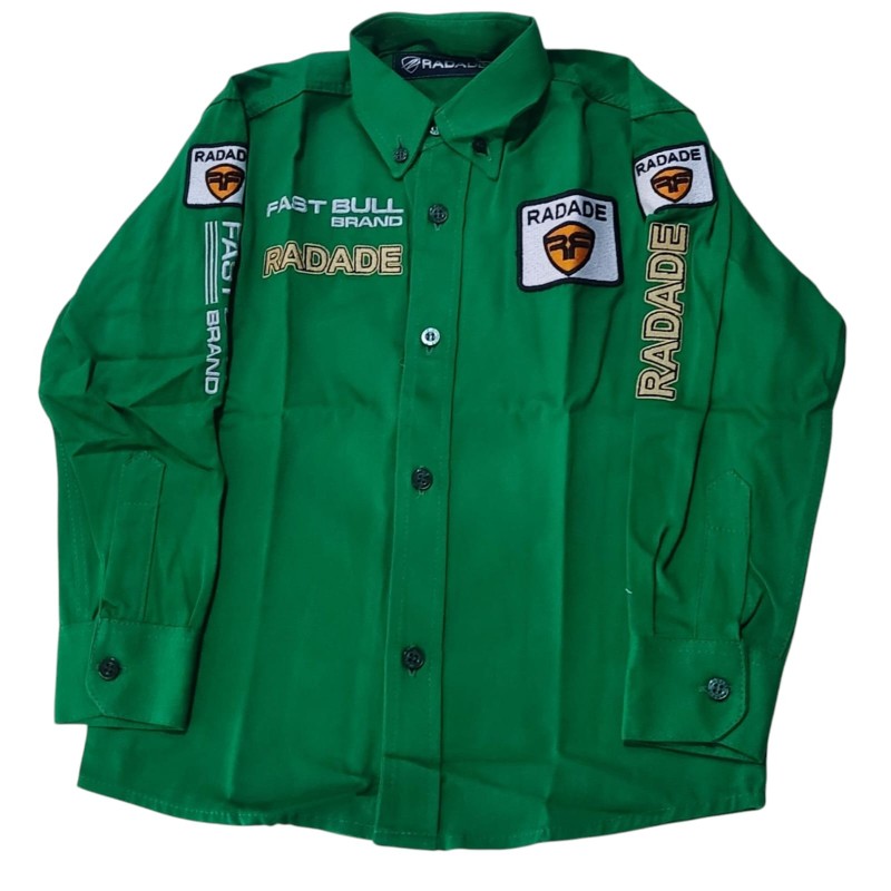 CAMISA RADADE M/L BORDADA INFANTIL MENINO VERDE REF BRANDS