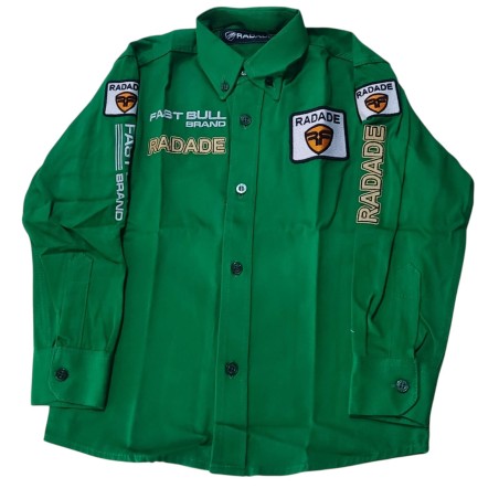 CAMISA RADADE M/L BORDADA INFANTIL MENINO VERDE REF BRANDS