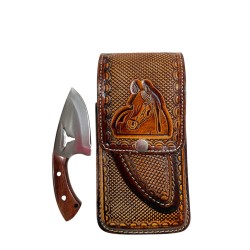 CAPA PARA CELULAR EM COURO COM FACA